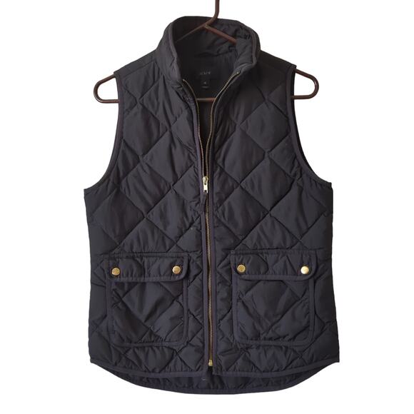 J.Crew Excursion Quilted Vest Black Womens XS Down Feathers Puffer Meghan Markle - Picture 3 of 9